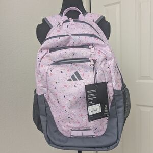 Adidas Pink Confetti Backpack Laptop School Travel Multiple Compartments